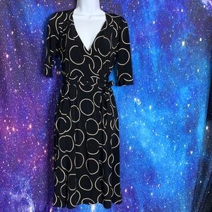 Merona- Black 3/4 Sleeve Dress w/ White Circles S